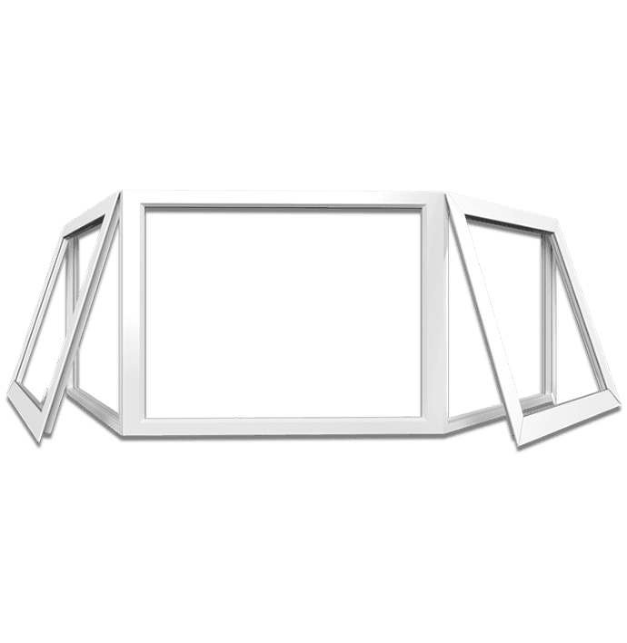Bay window da Linha Venezia em PVC, com três faces, desenho técnico