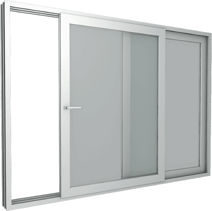 Porta de correr da Linha Venezia em PVC, com folha deslizante, desenho técnico